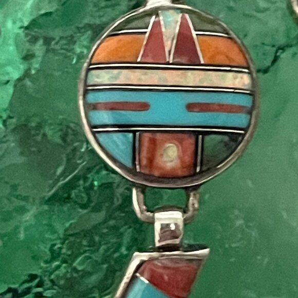 Southwestern Turquoise Opal Spiny Oyster Necklace Pierced Earrings Sterl… - Picture 3 of 7